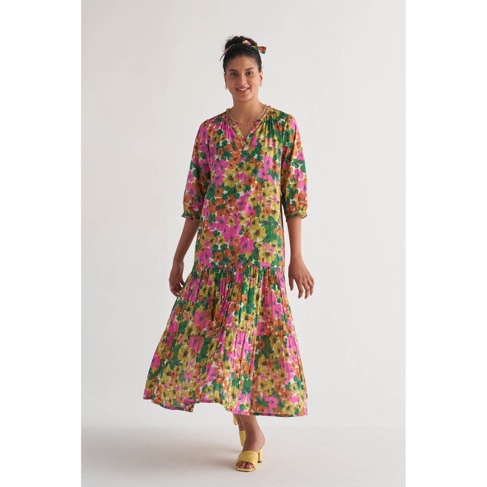 Shivani Bhargava Multihued Gardenia Tier Dress