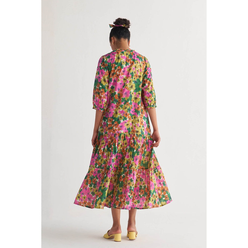 Shivani Bhargava Multihued Gardenia Tier Dress