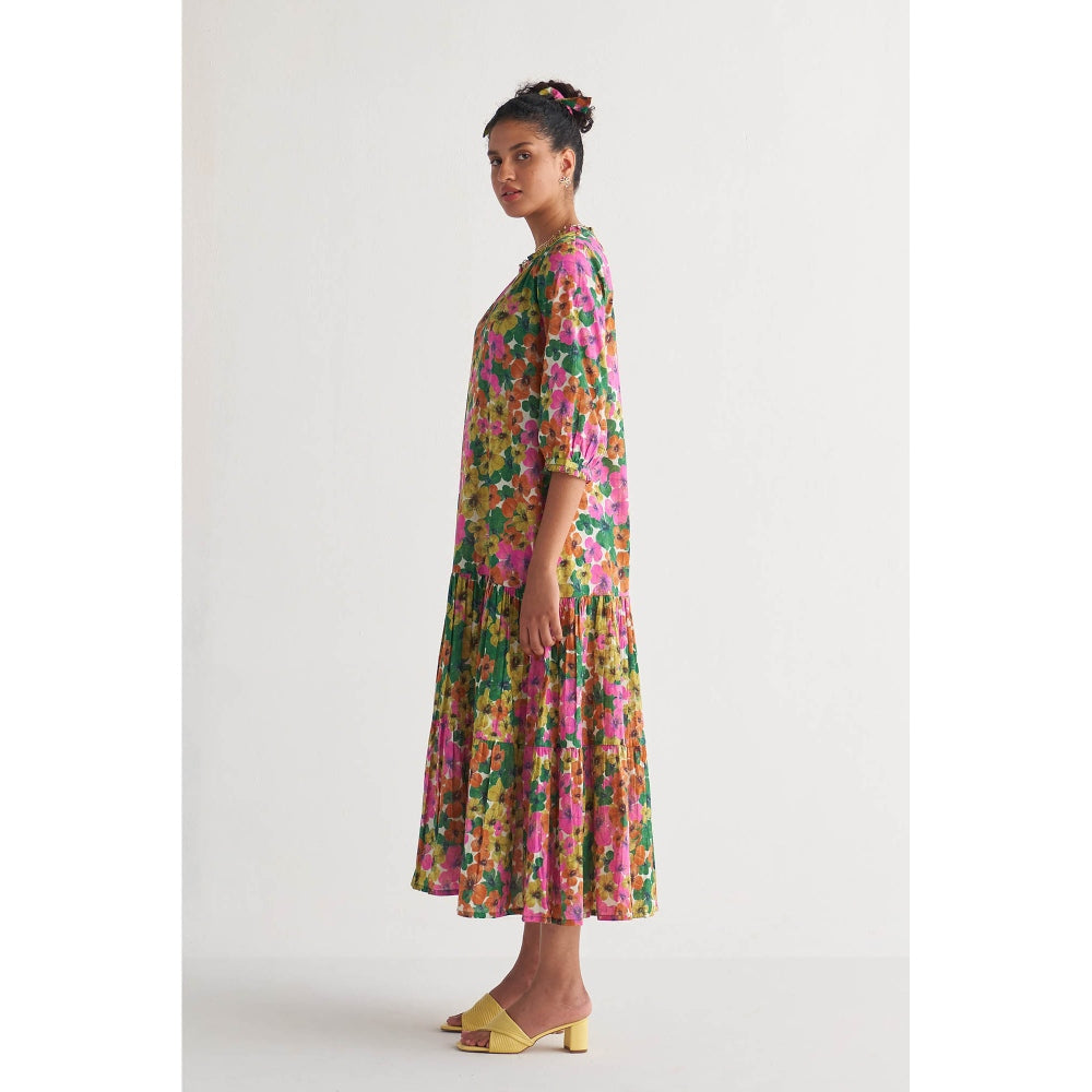 Shivani Bhargava Multihued Gardenia Tier Dress