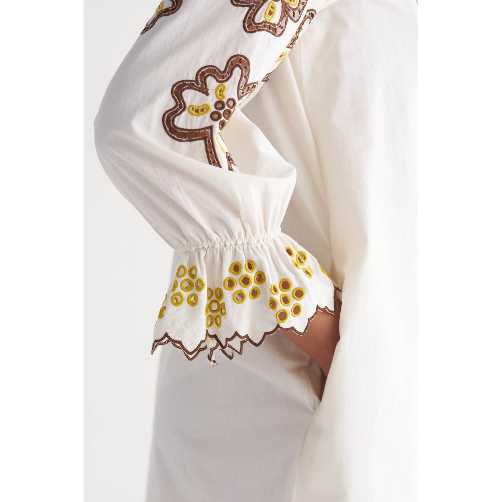 Shivani Bhargava White Melange Cutwork & Cross-Stitch Co-Ord (Set of 2)