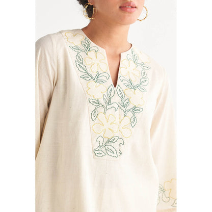 Shivani Bhargava Contour Cross-Stitch Off-White Co-Ord (Set of 2)