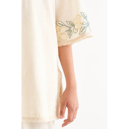 Shivani Bhargava Contour Cross-Stitch Off-White Co-Ord (Set of 2)