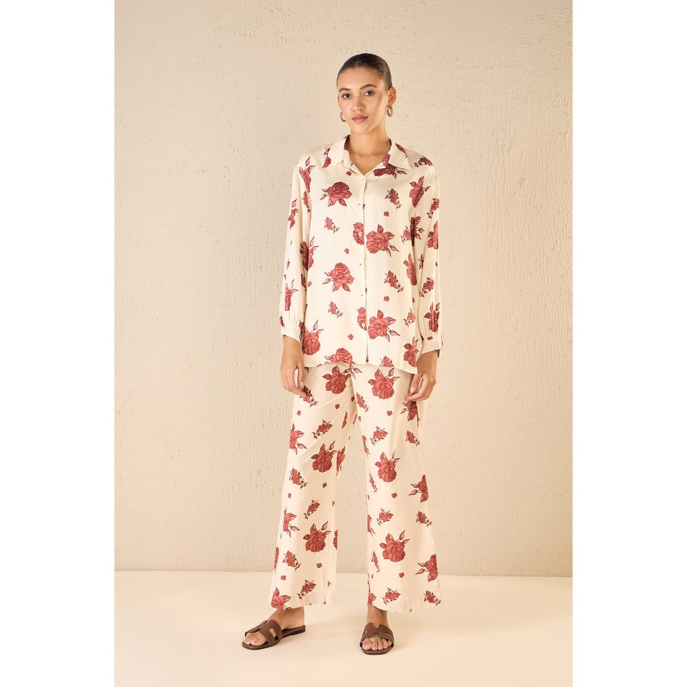 Shivani Bhargava Red Vinate Rose Co-Ord (Set of 2)