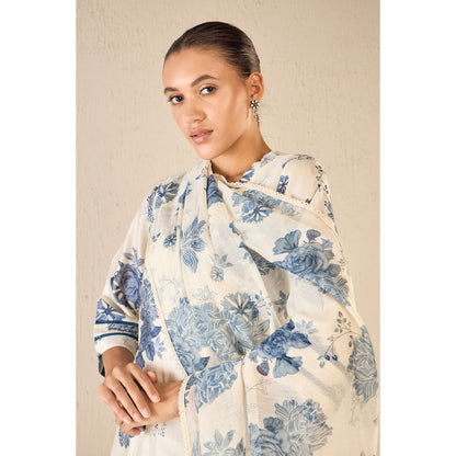 Shivani Bhargava Floral Fantasy Blue Kurta with Pant and Dupatta (Set of 3)