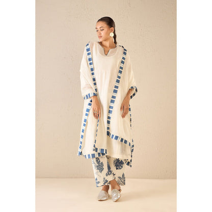 Shivani Bhargava Floral Odyssey Ivory Kurta with Pant and Dupatta (Set of 3)