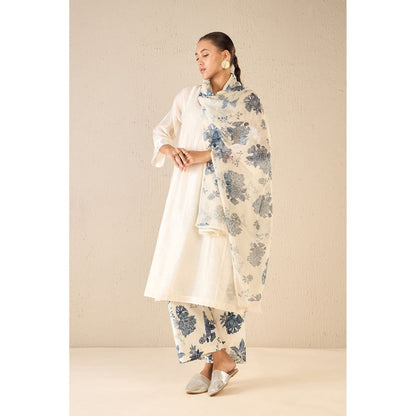 Shivani Bhargava Floral Ivory Kurta with Pant and Dupatta (Set of 3)
