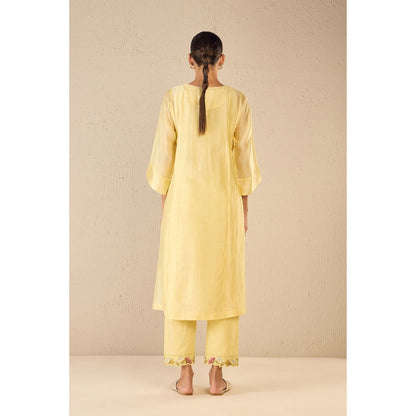 Shivani Bhargava Floral Yellow Kurta with Pant and Dupatta (Set of 3)