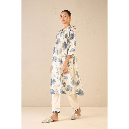 Shivani Bhargava Blue Floral Kurta with Pant and Dupatta (Set of 3)