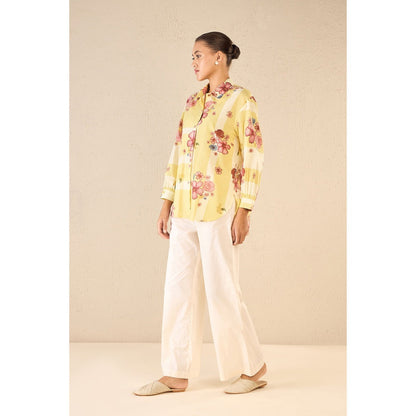 Shivani Bhargava Floral Fusion Yellow Shirt with Pant (Set of 2)