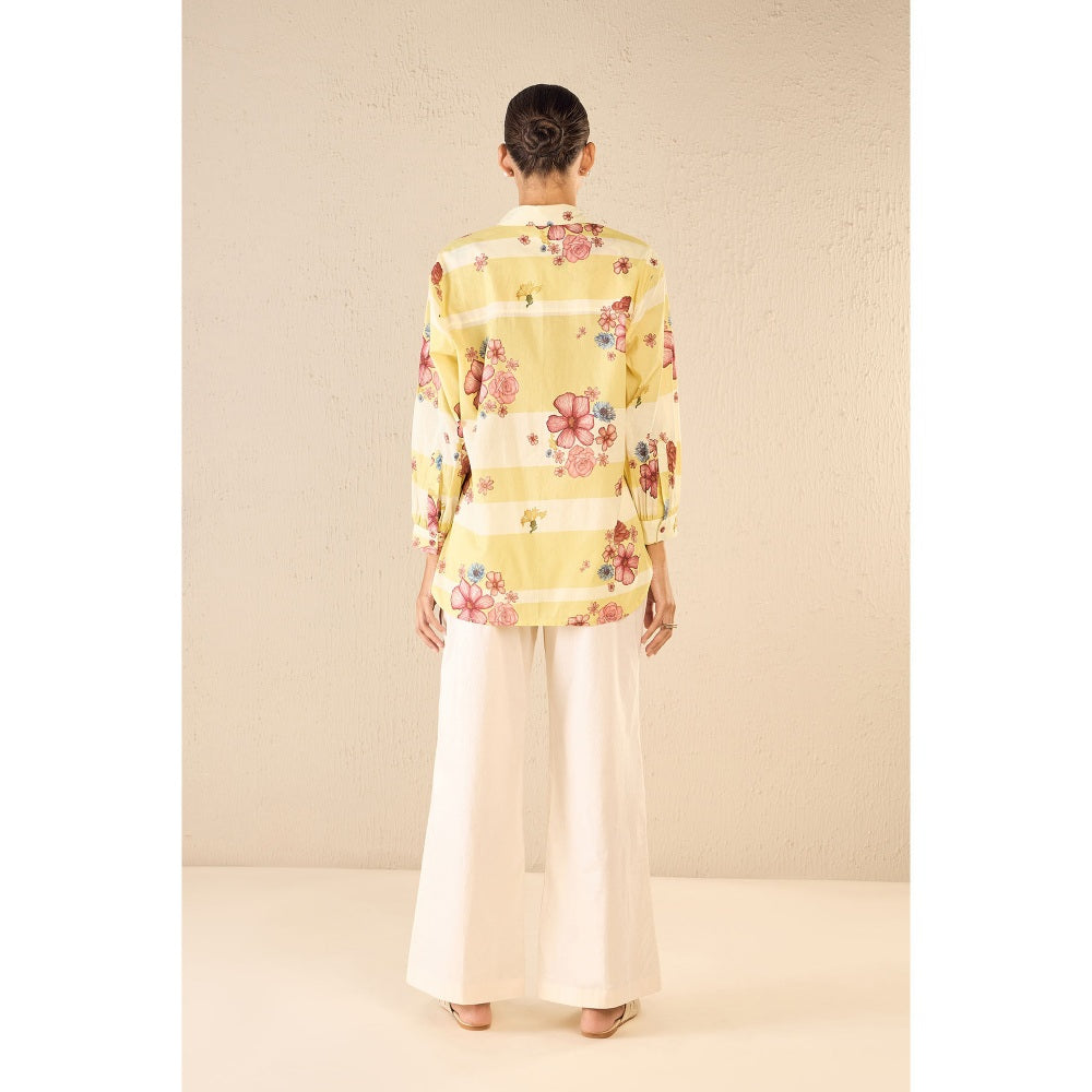 Shivani Bhargava Floral Fusion Yellow Shirt with Pant (Set of 2)