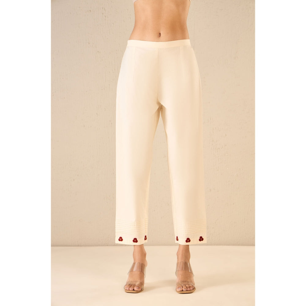 Shivani Bhargava Ivory Polka Detailing Kurta with Pant and Dupatta (Set of 3)