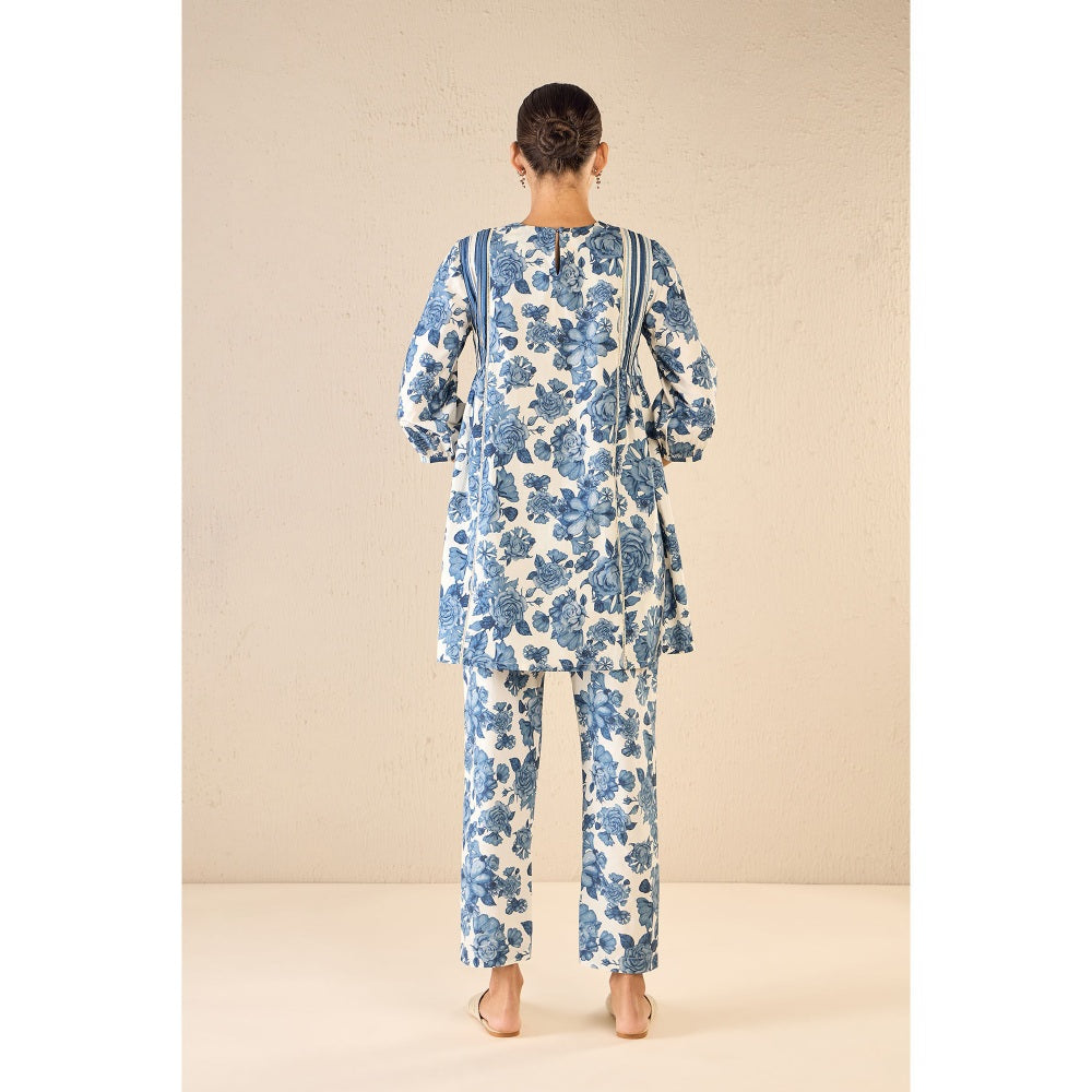 Shivani Bhargava Blossom Blue Side Gather Co-Ord (Set of 2)