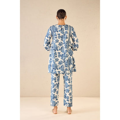 Shivani Bhargava Blossom Blue Side Gather Co-Ord (Set of 2)