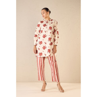 Shivani Bhargava Red Rose Print Co-Ord (Set of 2)