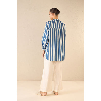 Shivani Bhargava Meadow Blue Stripe Shirt with Pant (Set of 2)