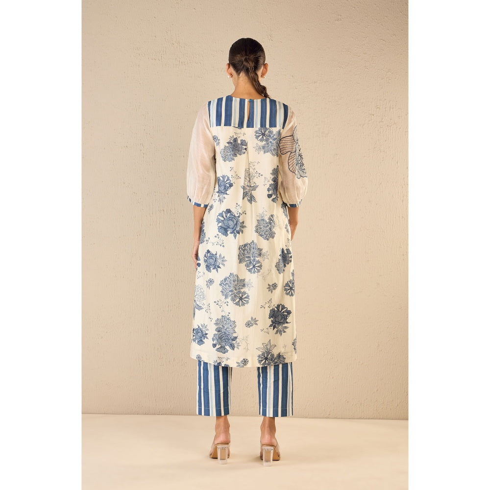 Shivani Bhargava Blue Embroidered Kurta with Pant and Dupatta (Set of 3)