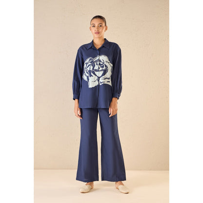 Shivani Bhargava Rose Navy Blue Oversize Co-Ord (Set of 2)