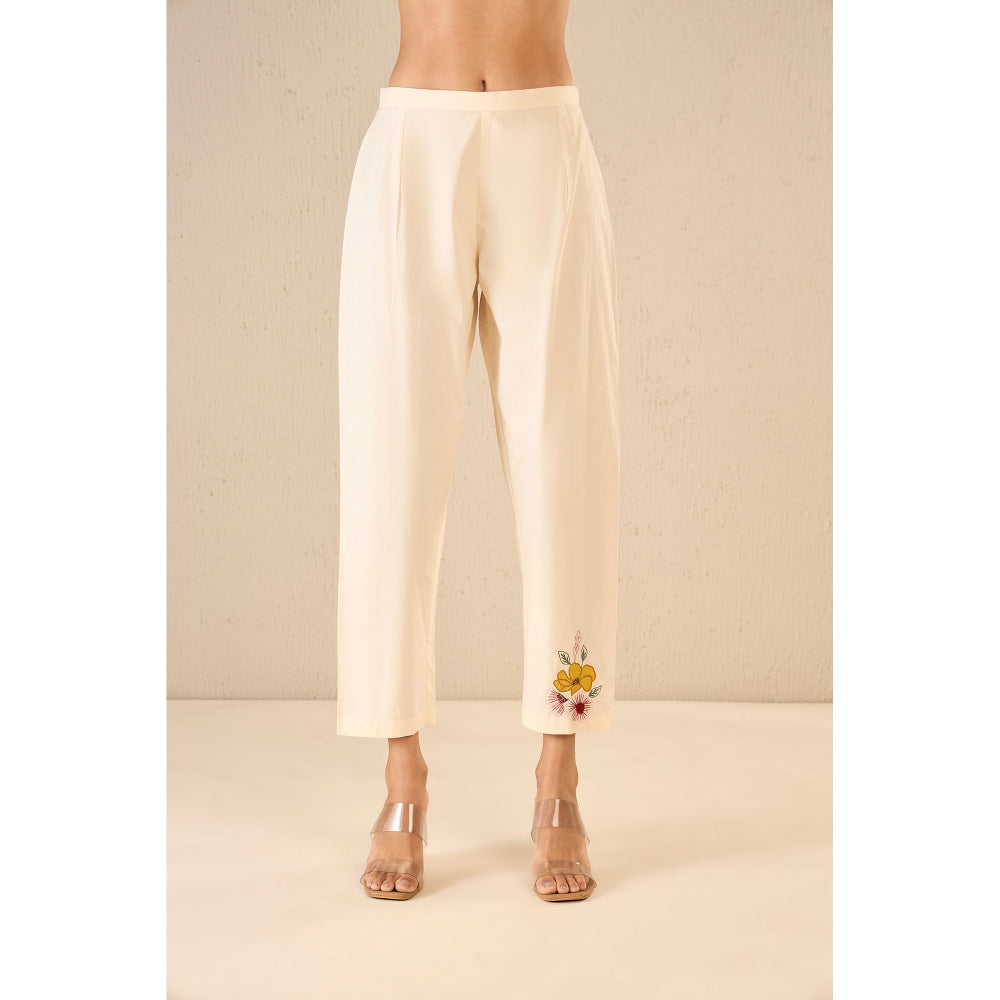 Shivani Bhargava Petal Patch Ivory Floral Kurta with Pant and Dupatta (Set of 3)