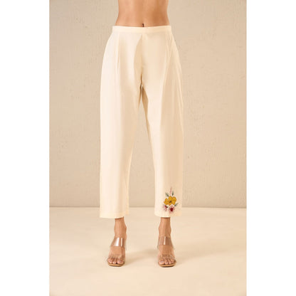 Shivani Bhargava Petal Patch Ivory Floral Kurta with Pant and Dupatta (Set of 3)