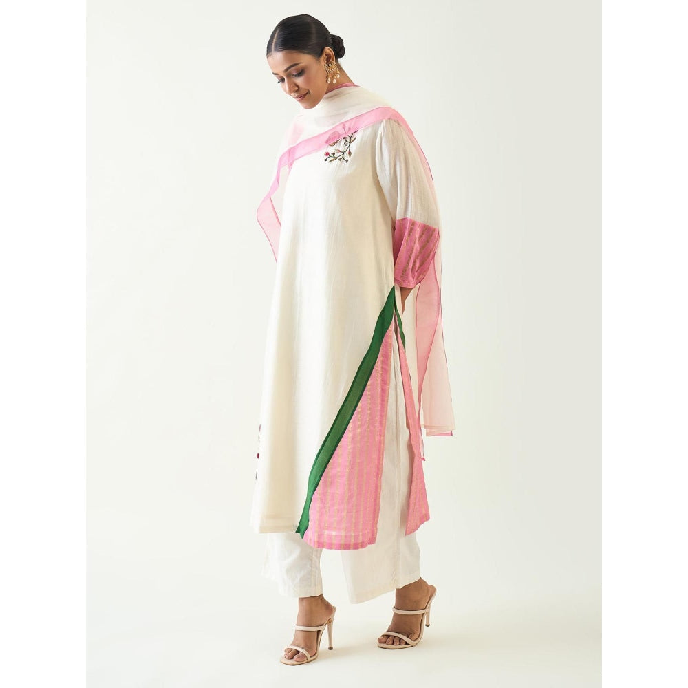 Shivani Bhargava Ivory Mohini Straight Kurta with Pant and Dupatta (Set of 3)