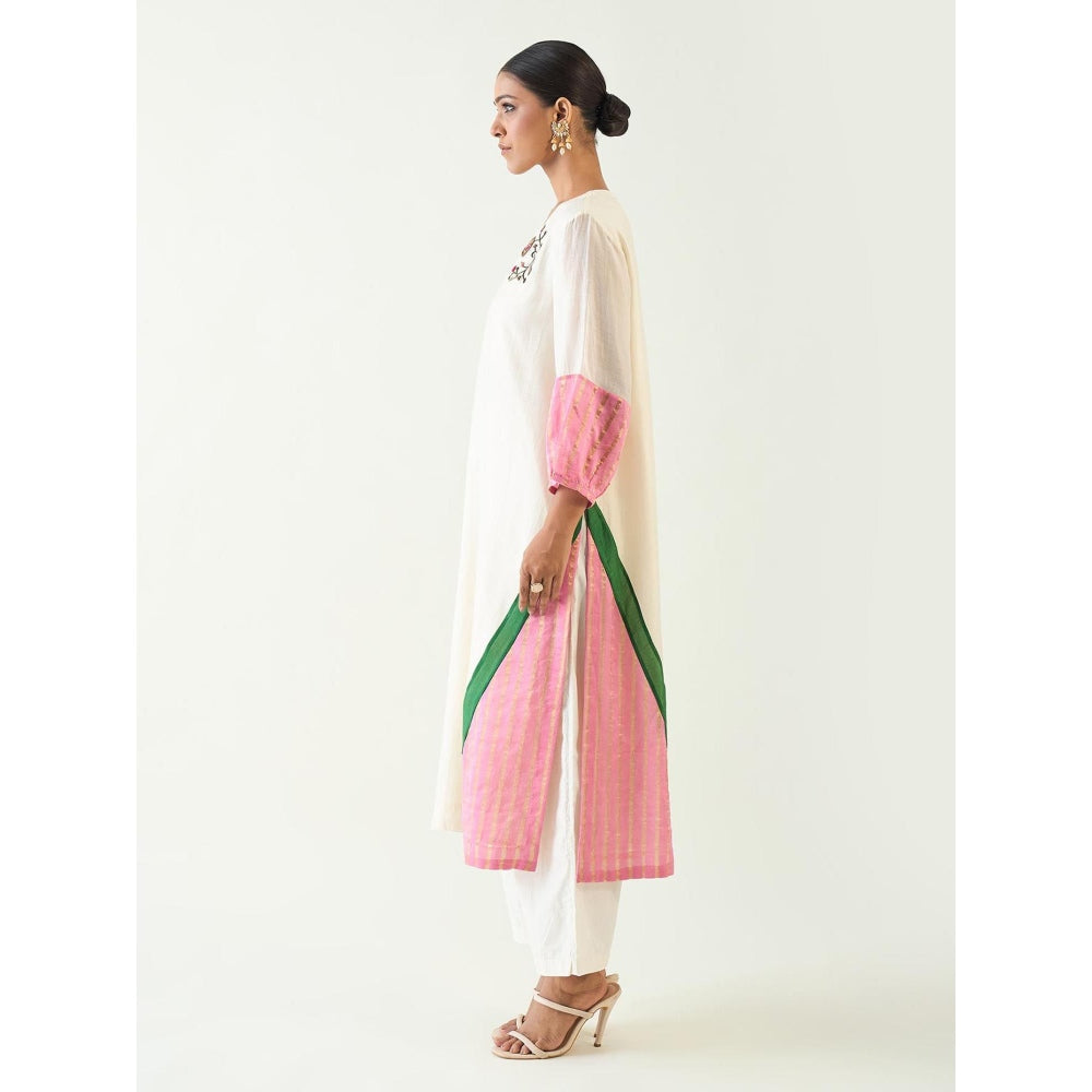 Shivani Bhargava Ivory Mohini Straight Kurta with Pant and Dupatta (Set of 3)