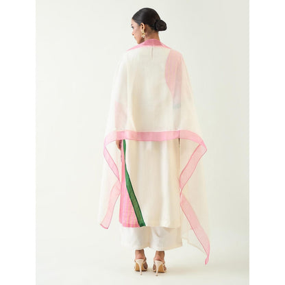 Shivani Bhargava Ivory Mohini Straight Kurta with Pant and Dupatta (Set of 3)