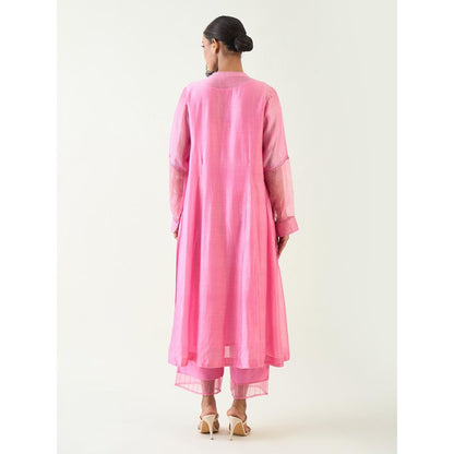 Shivani Bhargava Pink Urvi Embroidered Side Gather Kurta with Pant (Set of 2)