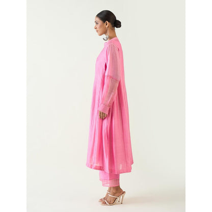Shivani Bhargava Pink Urvi Embroidered Side Gather Kurta with Pant (Set of 2)