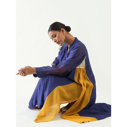 Shivani Bhargava Blue Urvi Embroidered Side Gather Kurta with Pant and Dupatta (Set of 3)