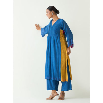 Shivani Bhargava Blue Kriya Cotton Silk Kurta with Pant and Dupatta (Set of 3)