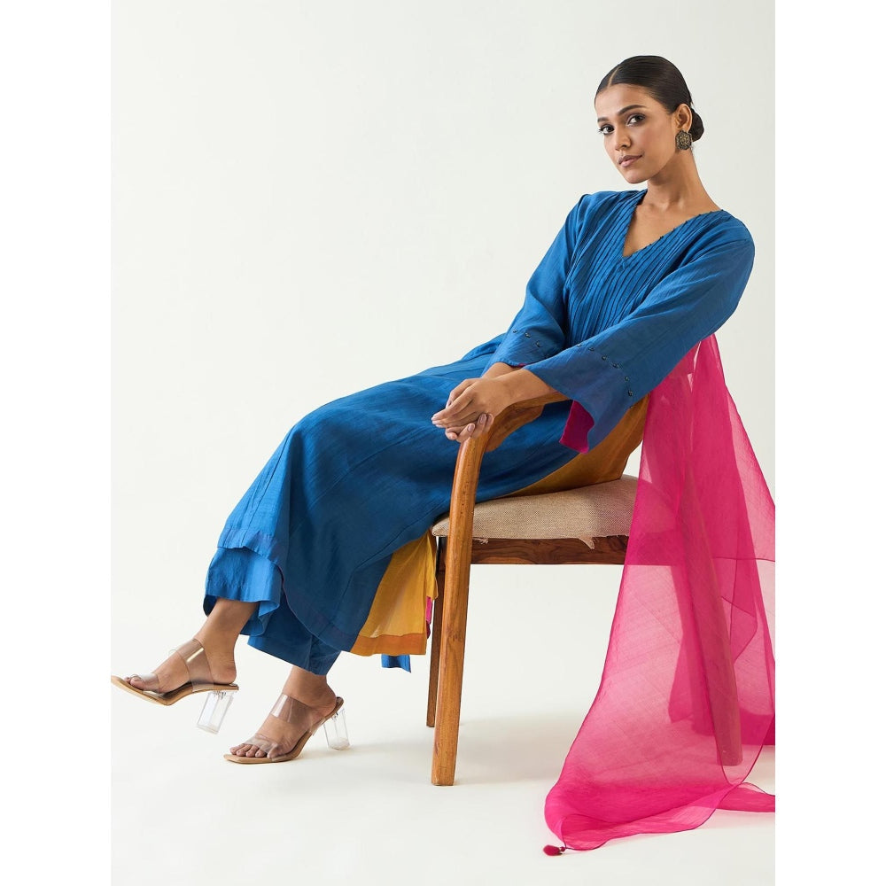 Shivani Bhargava Blue Kriya Cotton Silk Kurta with Pant and Dupatta (Set of 3)