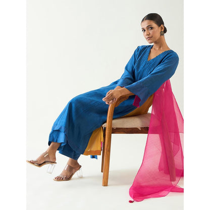 Shivani Bhargava Blue Kriya Cotton Silk Kurta with Pant and Dupatta (Set of 3)