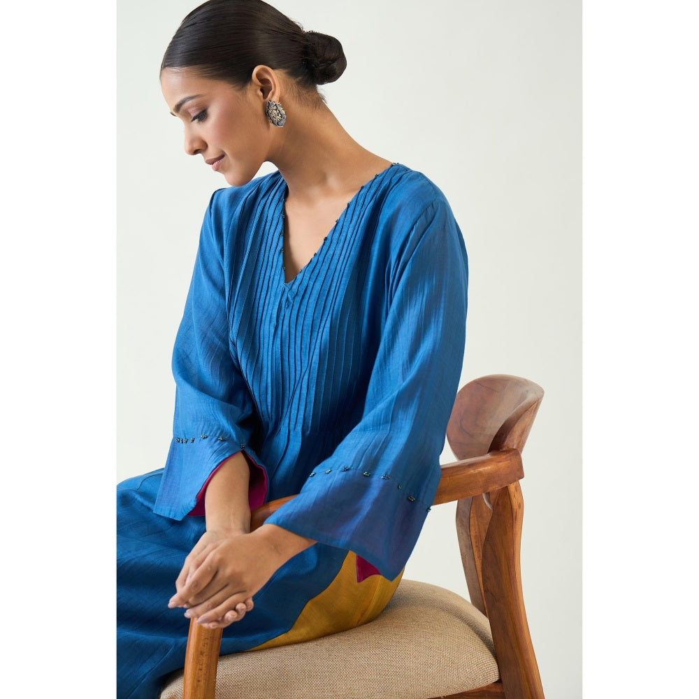 Shivani Bhargava Blue Kriya Cotton Silk Kurta with Pant and Dupatta (Set of 3)
