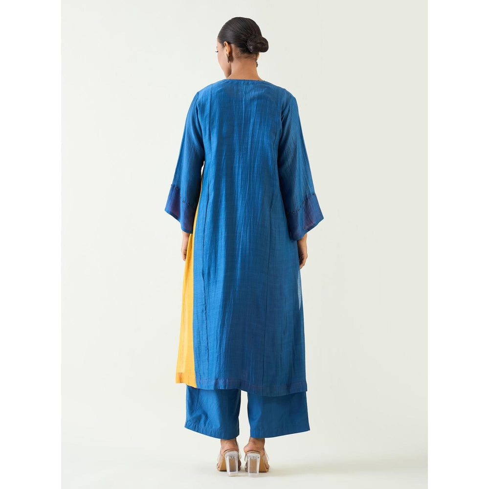 Shivani Bhargava Blue Kriya Cotton Silk Kurta with Pant and Dupatta (Set of 3)