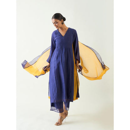Shivani Bhargava Navy Blue Kriya Cotton Silk Kurta with Pant and Dupatta (Set of 3)