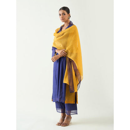 Shivani Bhargava Navy Blue Kriya Cotton Silk Kurta with Pant and Dupatta (Set of 3)