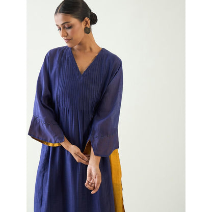 Shivani Bhargava Navy Blue Kriya Cotton Silk Kurta with Pant and Dupatta (Set of 3)