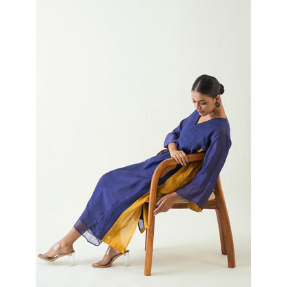 Shivani Bhargava Navy Blue Kriya Cotton Silk Kurta with Pant and Dupatta (Set of 3)