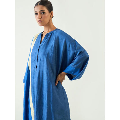Shivani Bhargava Niti Linear Blue Long Kimono Kurta with Pant (Set of 2)