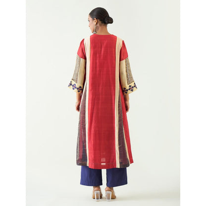 Shivani Bhargava Red Roop Cotton Silk Kali Kurta with Pant (Set of 2)