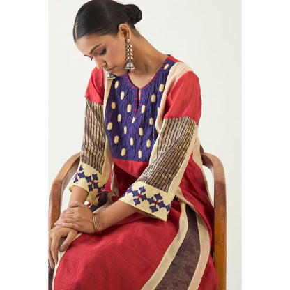 Shivani Bhargava Red Roop Cotton Silk Kali Kurta with Pant (Set of 2)