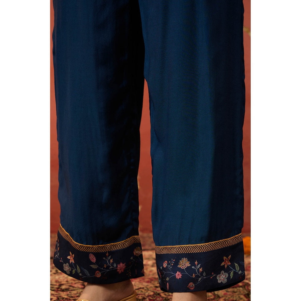 Shivani Bhargava Bela Blue Chintz Embroidered Anarkali with Pant and Dupatta (Set of 3)