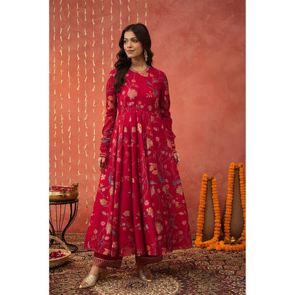 Shivani Bhargava Kalyani Pink Chintz Anarkali with Pant and Dupatta (Set of 3)