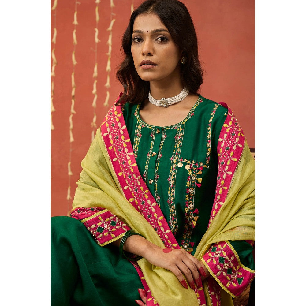 Shivani Bhargava Yukta Embroidered Kurta with Dhoti and Dupatta (Set of 3)