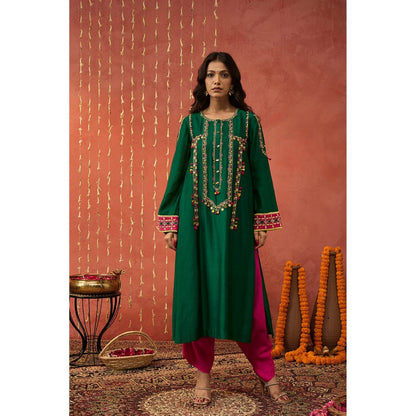 Shivani Bhargava Yukta Embroidered Kurta with Dhoti and Dupatta (Set of 3)