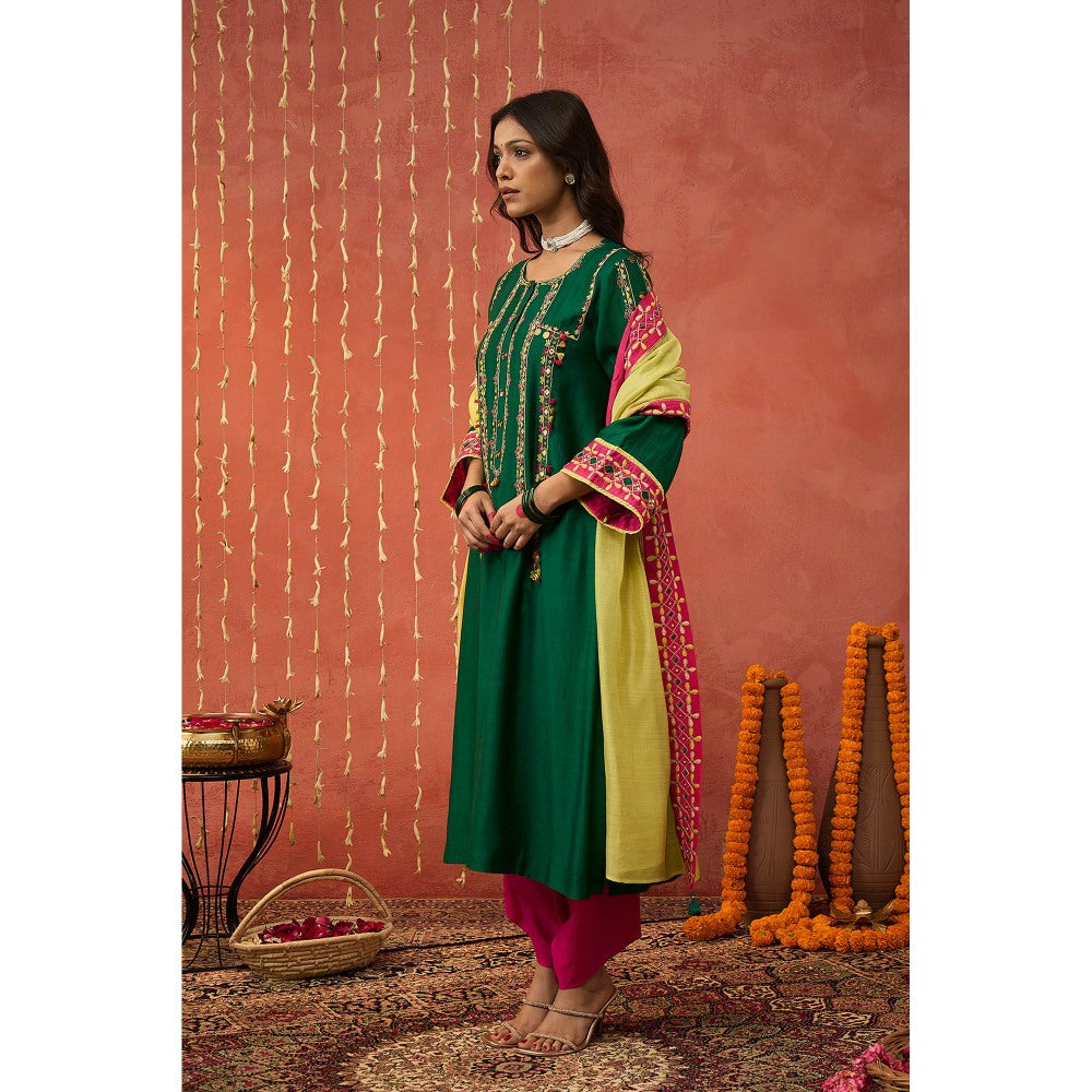 Shivani Bhargava Yukta Embroidered Kurta with Dhoti and Dupatta (Set of 3)