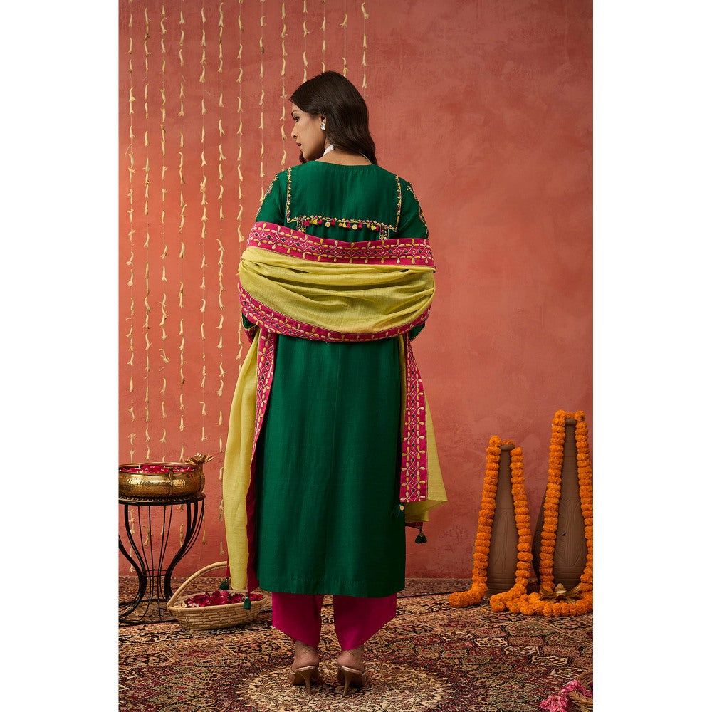 Shivani Bhargava Yukta Embroidered Kurta with Dhoti and Dupatta (Set of 3)