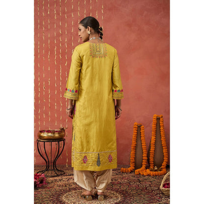 Shivani Bhargava Pragya Embroidered Silk Kali Kurta with Dhoti and Dupatta (Set of 3)