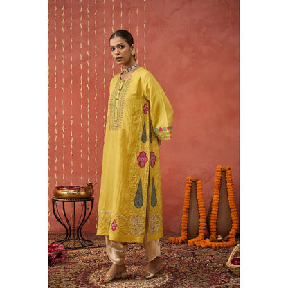 Shivani Bhargava Pragya Embroidered Silk Kali Kurta with Dhoti and Dupatta (Set of 3)