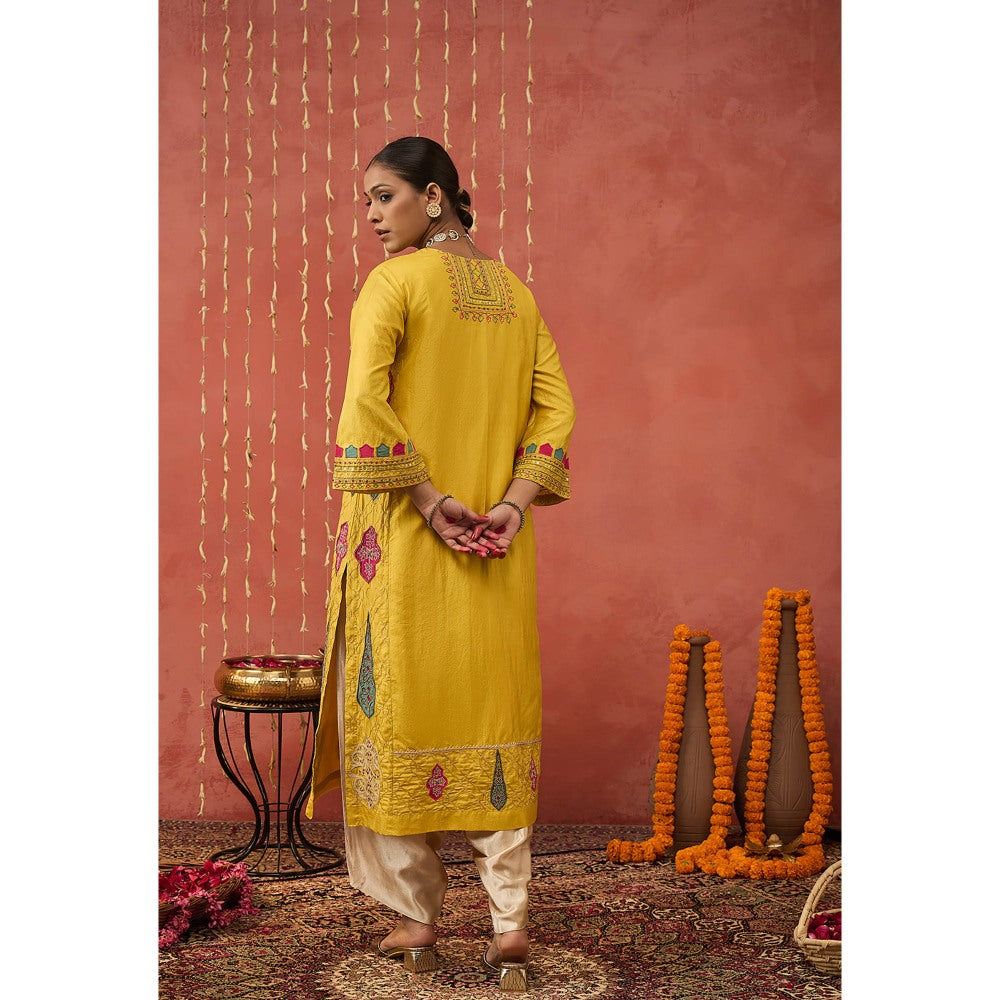 Shivani Bhargava Pragya Embroidered Silk Kali Kurta with Dhoti and Dupatta (Set of 3)